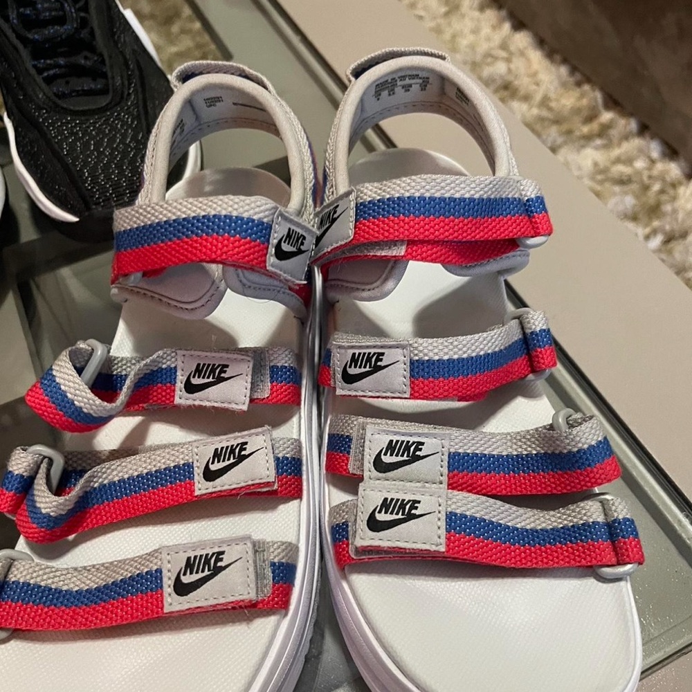 Nike Sandals - Red, Blue, and White Straps